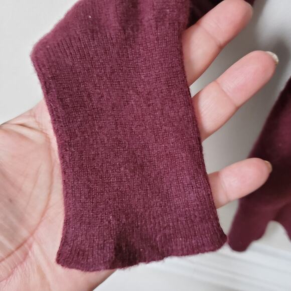 Autumn Cashmere Maroon Cut Out V Neck Sweater XS Cozy Minimalist Modern Scandi - Picture 6 of 15